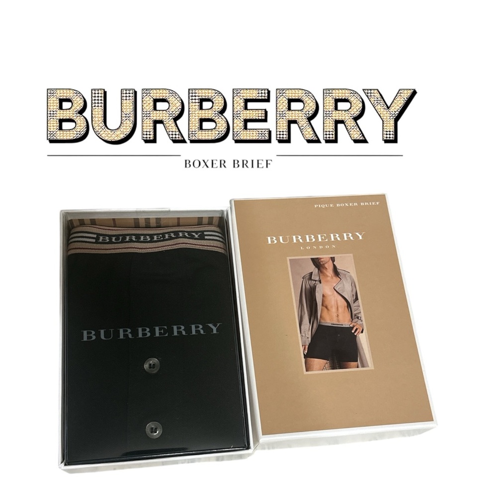 Burberry Black Boxer Briefs with Logo Waistband